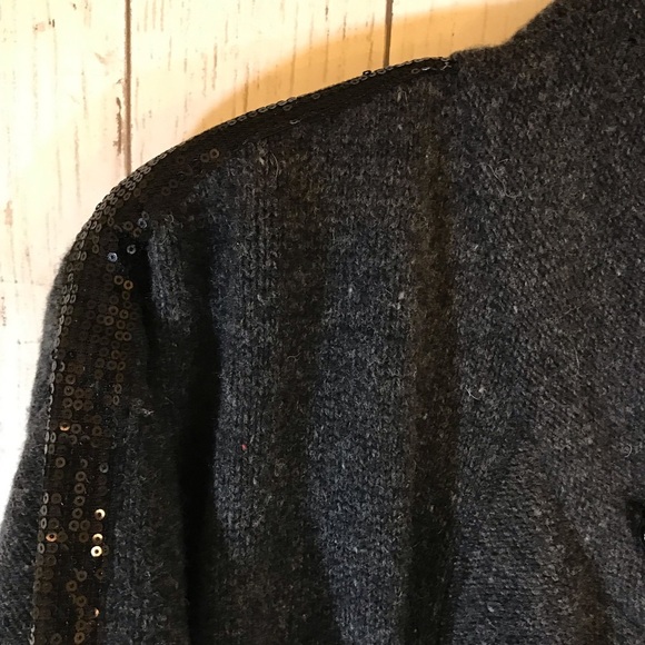 Soft Surroundings 100% Merino Wool Duster Cardigan Gray Sequin Sleeve - Picture 5 of 15